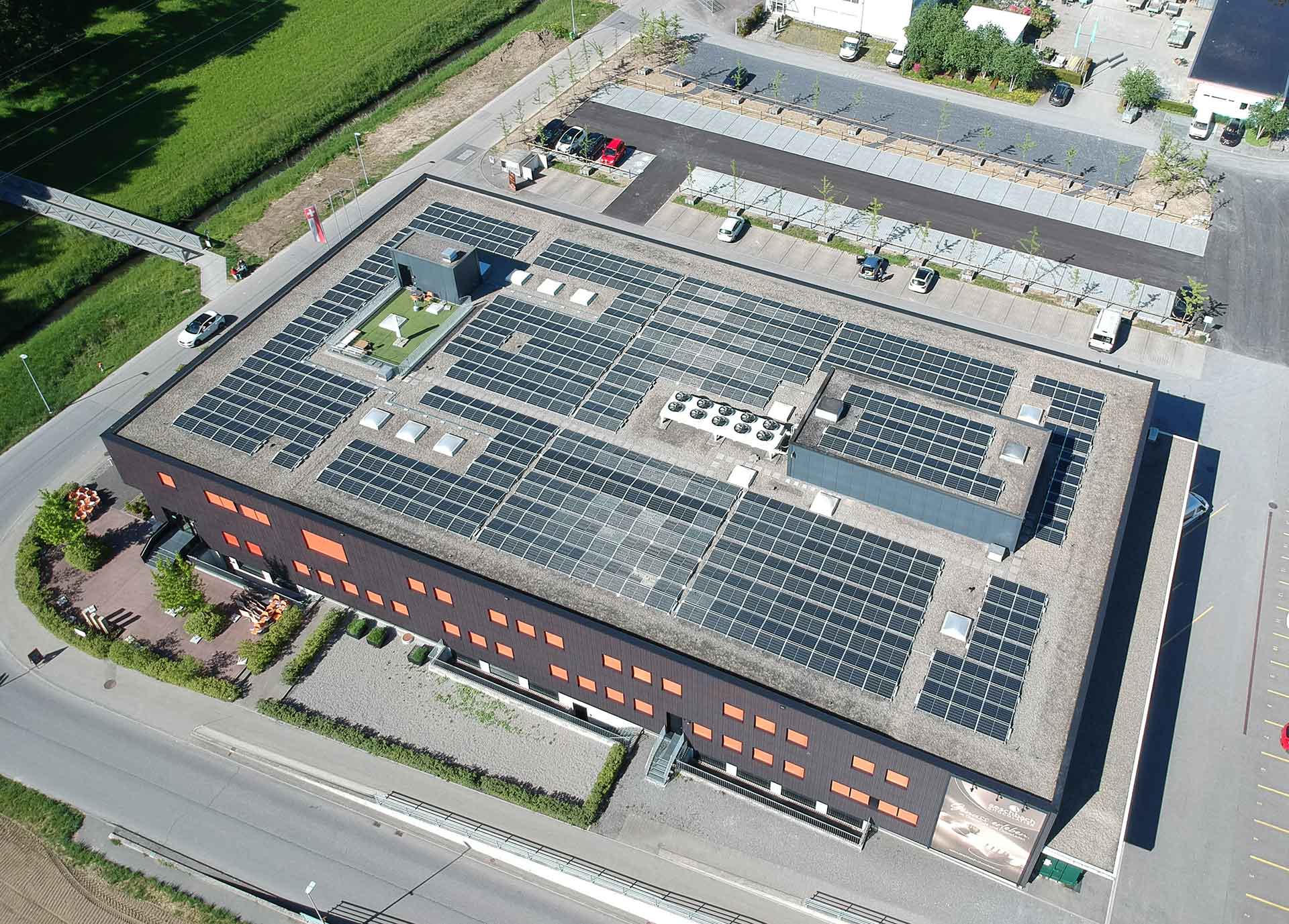 Solar roof installation at Aeschbach headquarters
