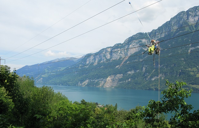 Hier wurde während des Sturms Burglind ein Leiterseil beschädigt