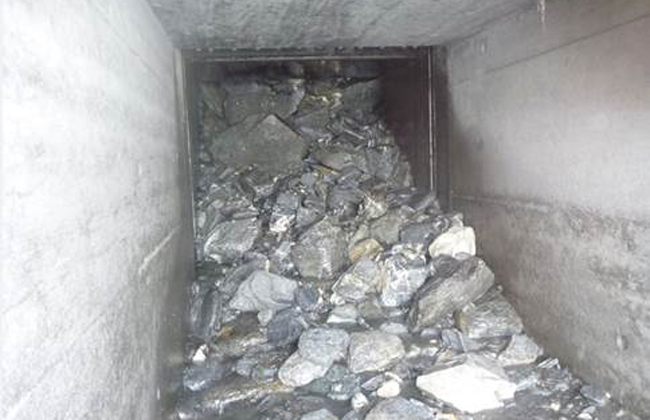 Debris blocks the tunnel after a landslide