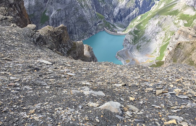 Breathtaking, the view from the Kistenpass hut down to Lake Limmern